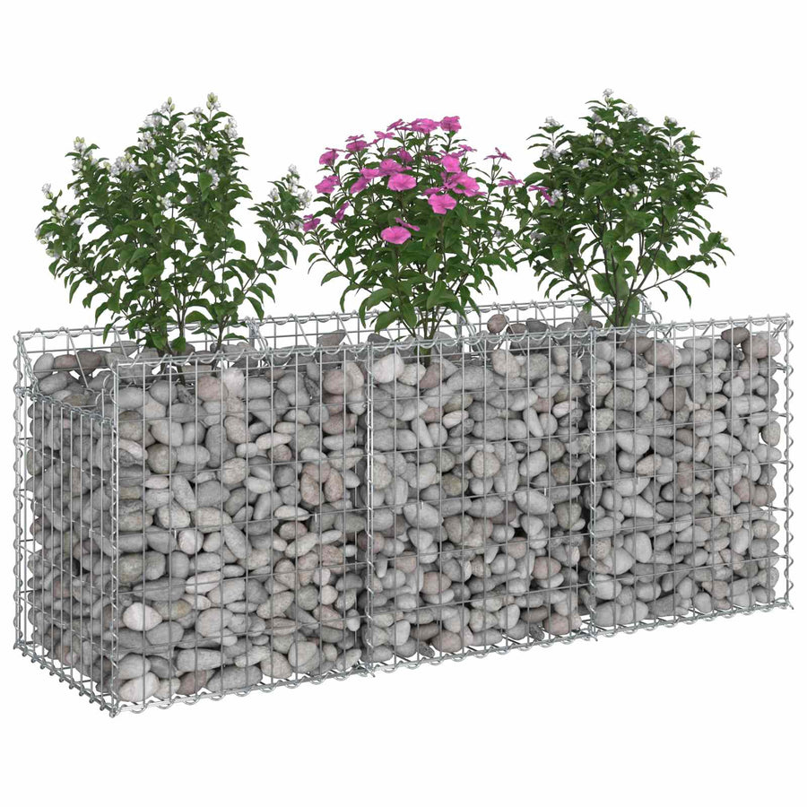 Gabion Verhoogd Bed Zilver 150 x 50 x 60 cm