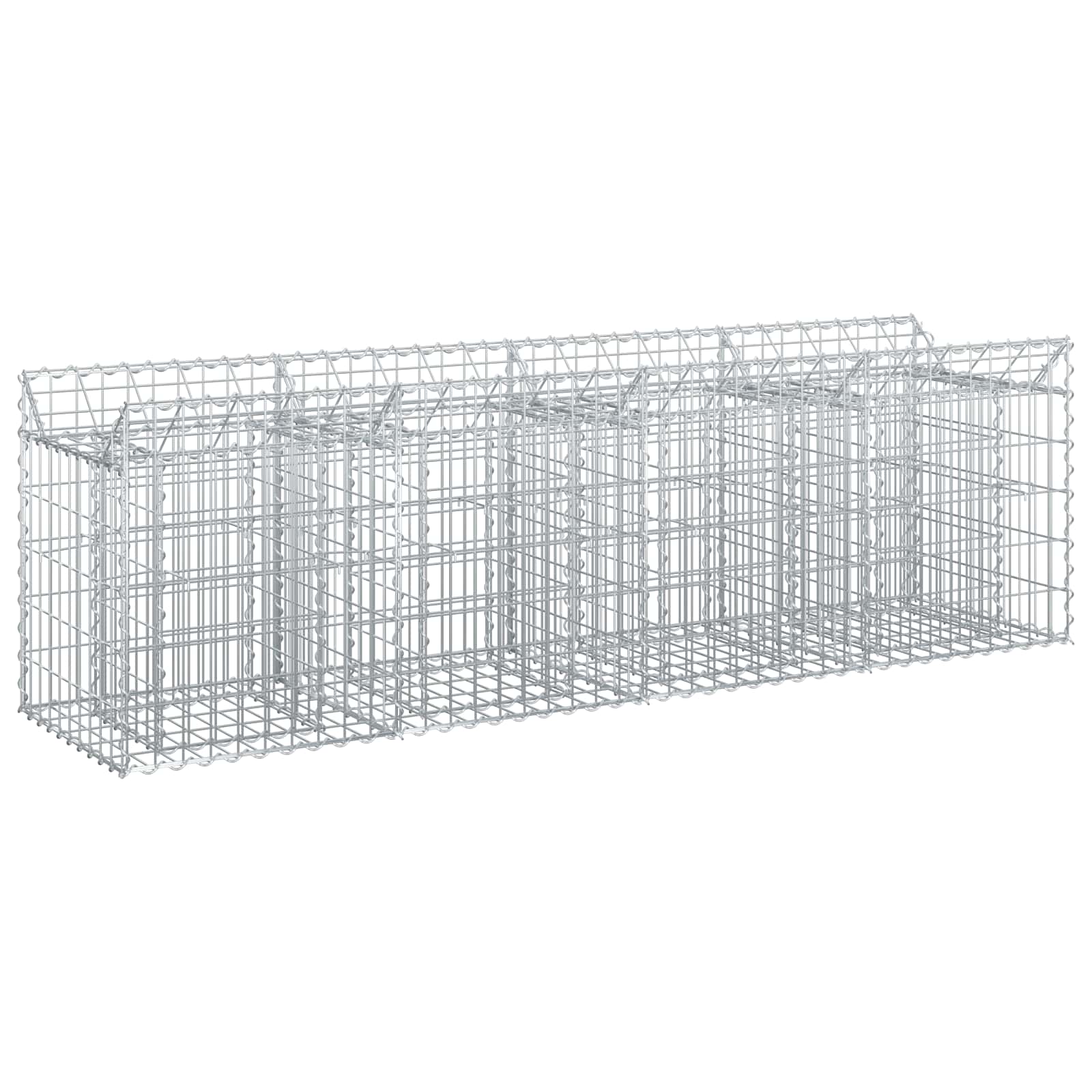 Gabion Verhoogd Bed Zilver 200 x 50 x 60 cm