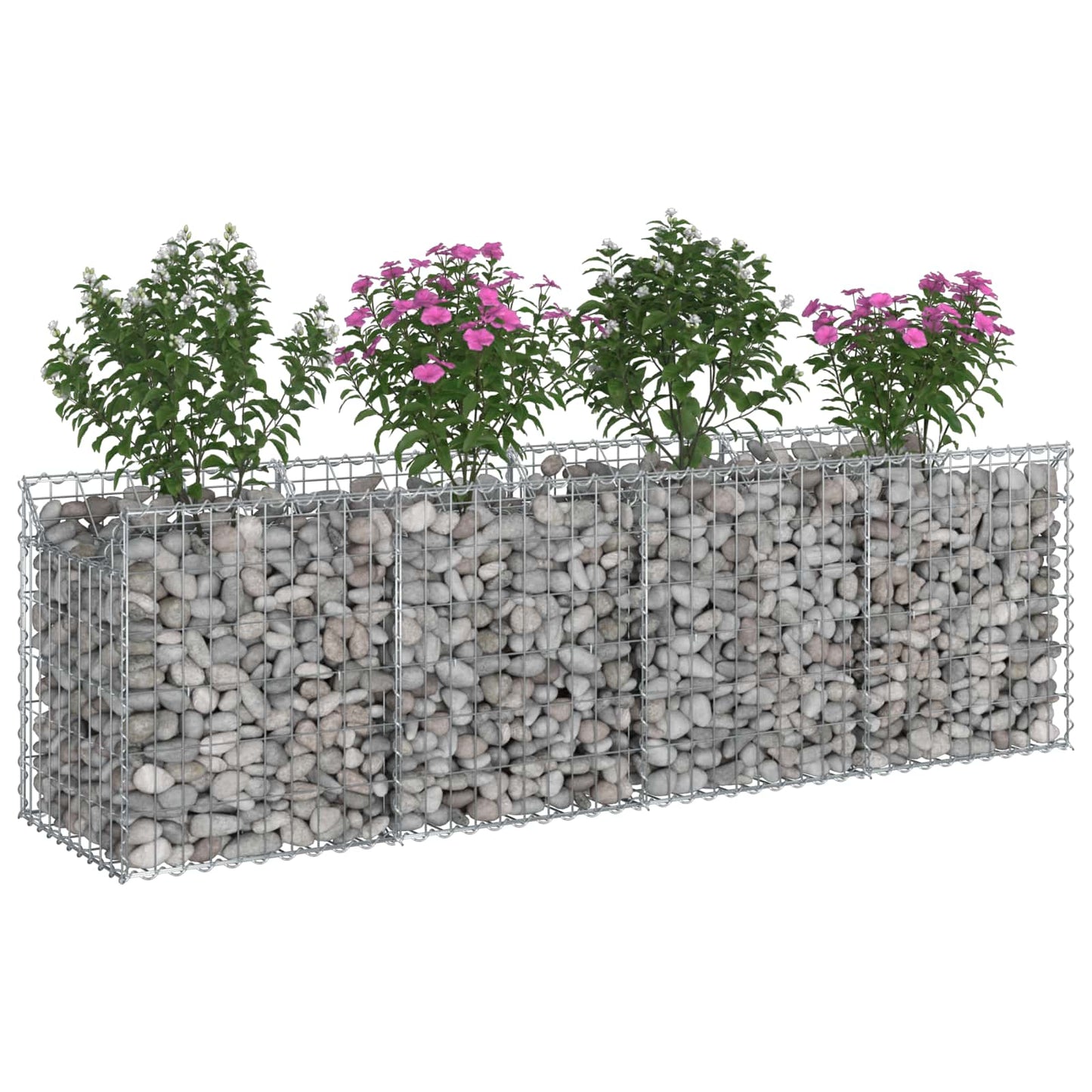 Gabion Verhoogd Bed Zilver 200 x 50 x 60 cm