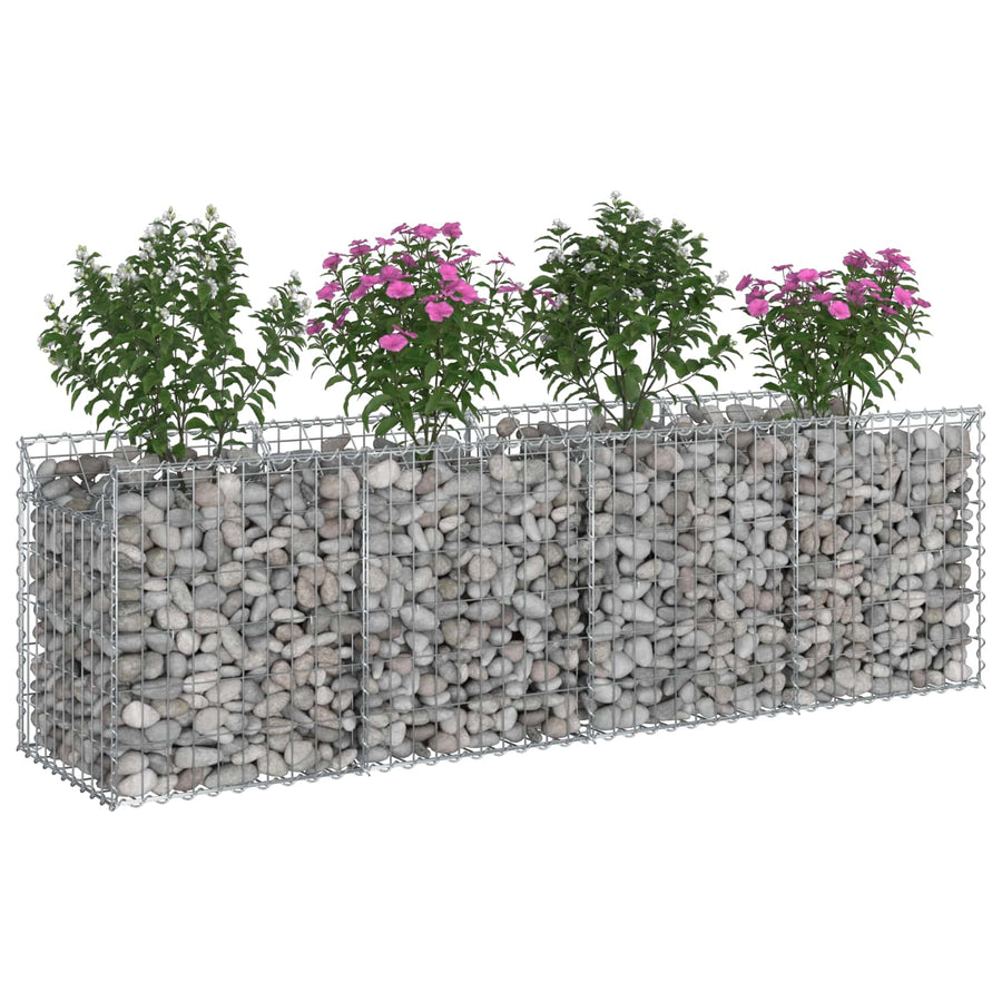 Gabion Verhoogd Bed Zilver 200 x 50 x 60 cm