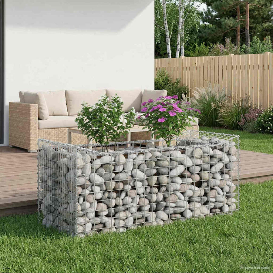 Gabion Verhoogd Bed Zilver 50 x 100 x 60 cm