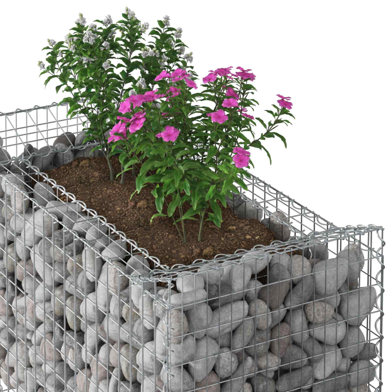 Gabion Verhoogd Bed Zilver 50 x 100 x 60 cm