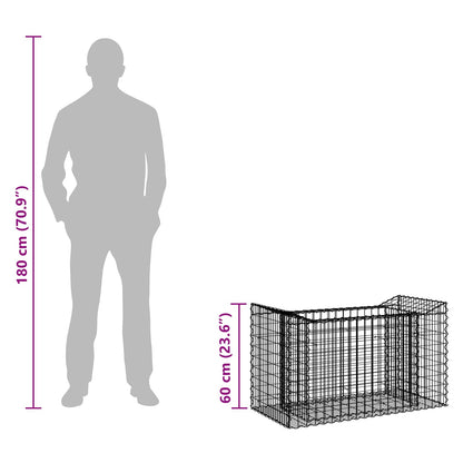 Gabion Verhoogd Bed Zilver 50 x 100 x 60 cm