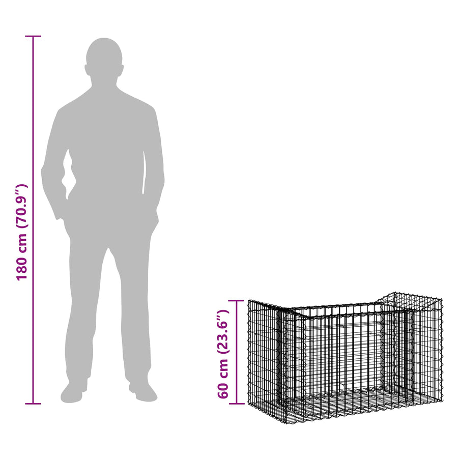 Gabion Verhoogd Bed Zilver 50 x 100 x 60 cm