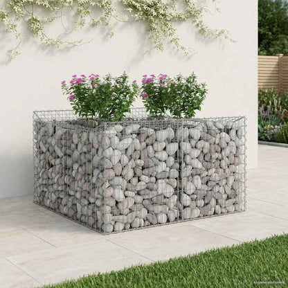 Gabion Verhoogd Bed Zilver 100 x 100 x 60 cm