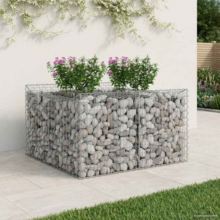 Gabion Verhoogd Bed Zilver 100 x 100 x 60 cm