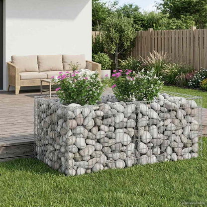 Gabion Verhoogd Bed Zilver 100 x 100 x 60 cm