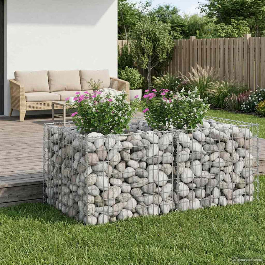 Gabion Verhoogd Bed Zilver 100 x 100 x 60 cm