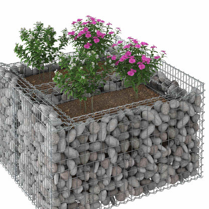 Gabion Verhoogd Bed Zilver 100 x 100 x 60 cm