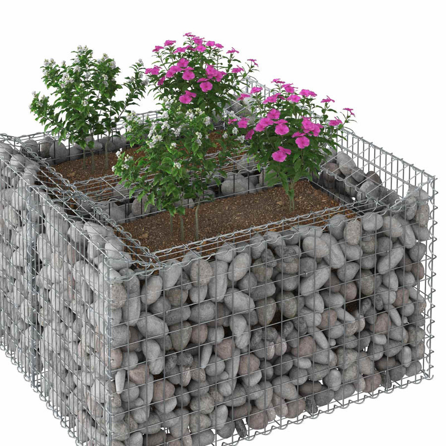 Gabion Verhoogd Bed Zilver 100 x 100 x 60 cm