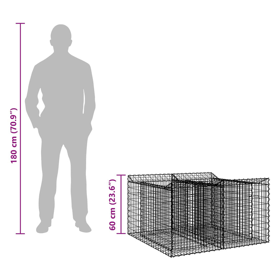 Gabion Verhoogd Bed Zilver 100 x 100 x 60 cm