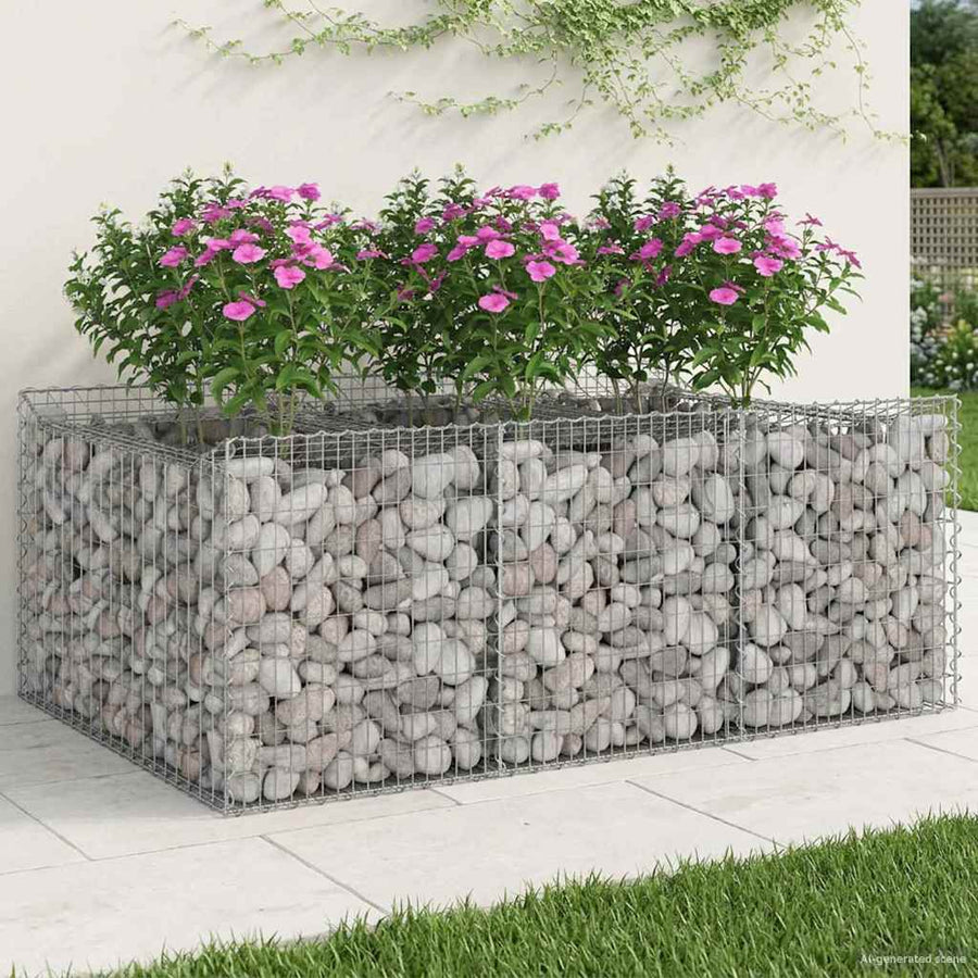 Gabion Verhoogd Bed Zilver 150 x 100 x 60 cm
