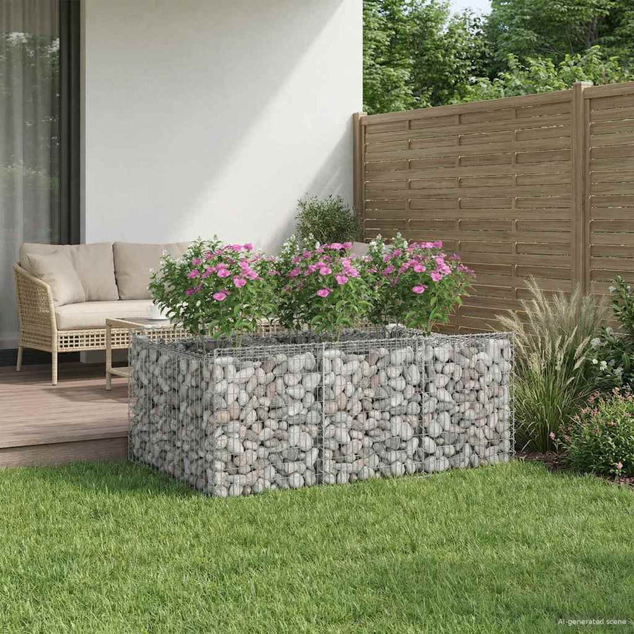 Gabion Verhoogd Bed Zilver 150 x 100 x 60 cm