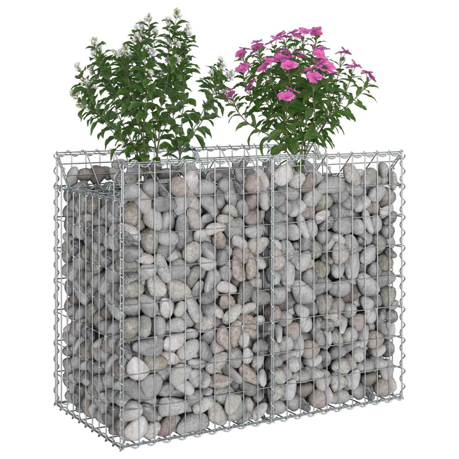 Gabion Verhoogd Bed Zilver 100 x 50 x 80 cm