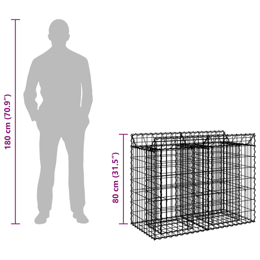 Gabion Verhoogd Bed Zilver 100 x 50 x 80 cm