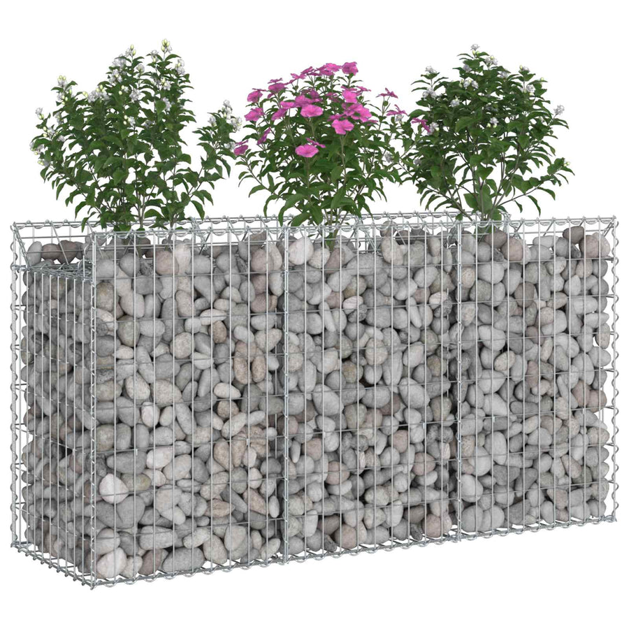 Gabion Verhoogd Bed Zilver 150 x 50 x 80 cm