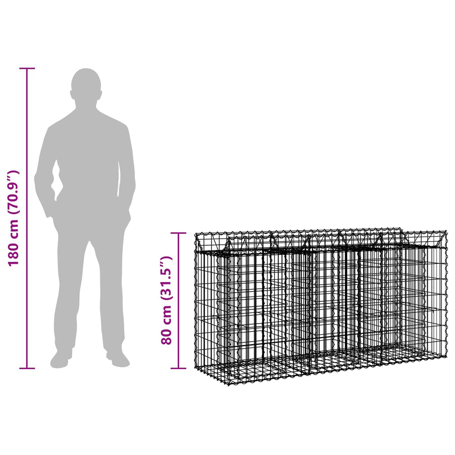 Gabion Verhoogd Bed Zilver 150 x 50 x 80 cm