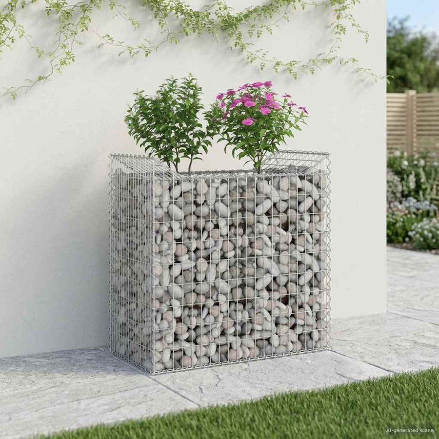 Gabion Verhoogd Bed Zilver 50 x 100 x 100 cm