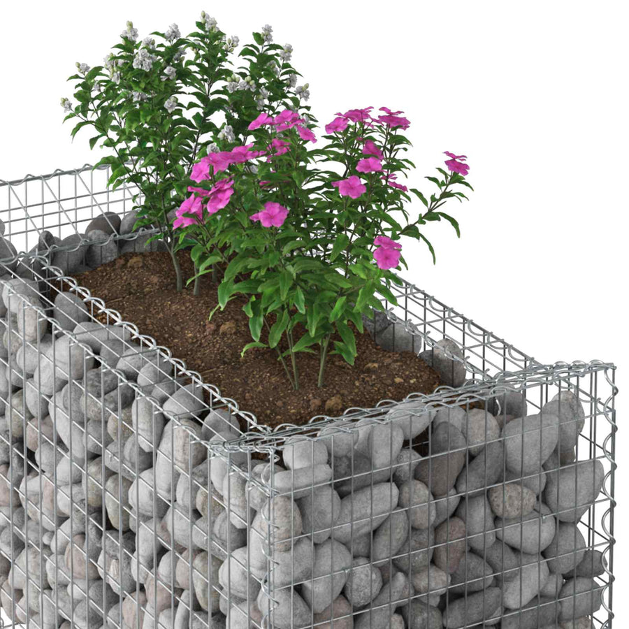 Gabion Verhoogd Bed Zilver 50 x 100 x 100 cm