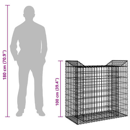 Gabion Verhoogd Bed Zilver 50 x 100 x 100 cm