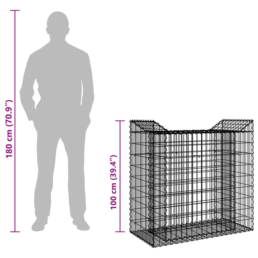 Gabion Verhoogd Bed Zilver 50 x 100 x 100 cm