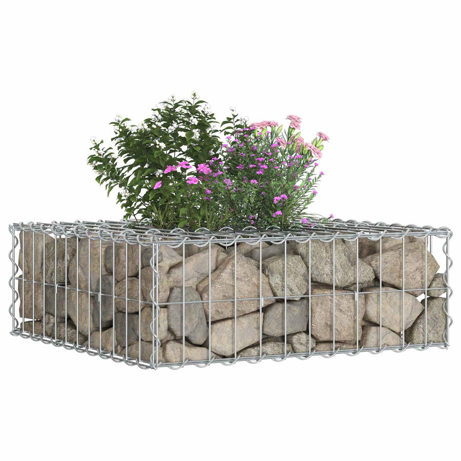 Gabion Verhoogd Bed Zilver 60 x 60 x 20 cm Gegalvaniseerd staal