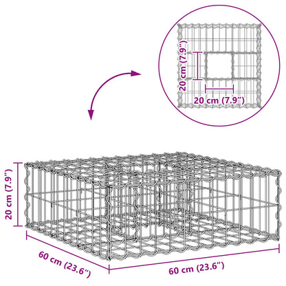 Gabion Verhoogd Bed Zilver 60 x 60 x 20 cm Gegalvaniseerd staal