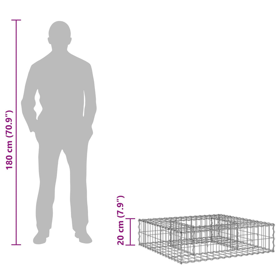 Gabion Verhoogd Bed Zilver 80 x 80 x 20 cm Gegalvaniseerd staal