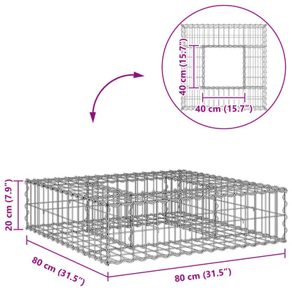 Gabion Verhoogd Bed Zilver 80 x 80 x 20 cm Gegalvaniseerd staal
