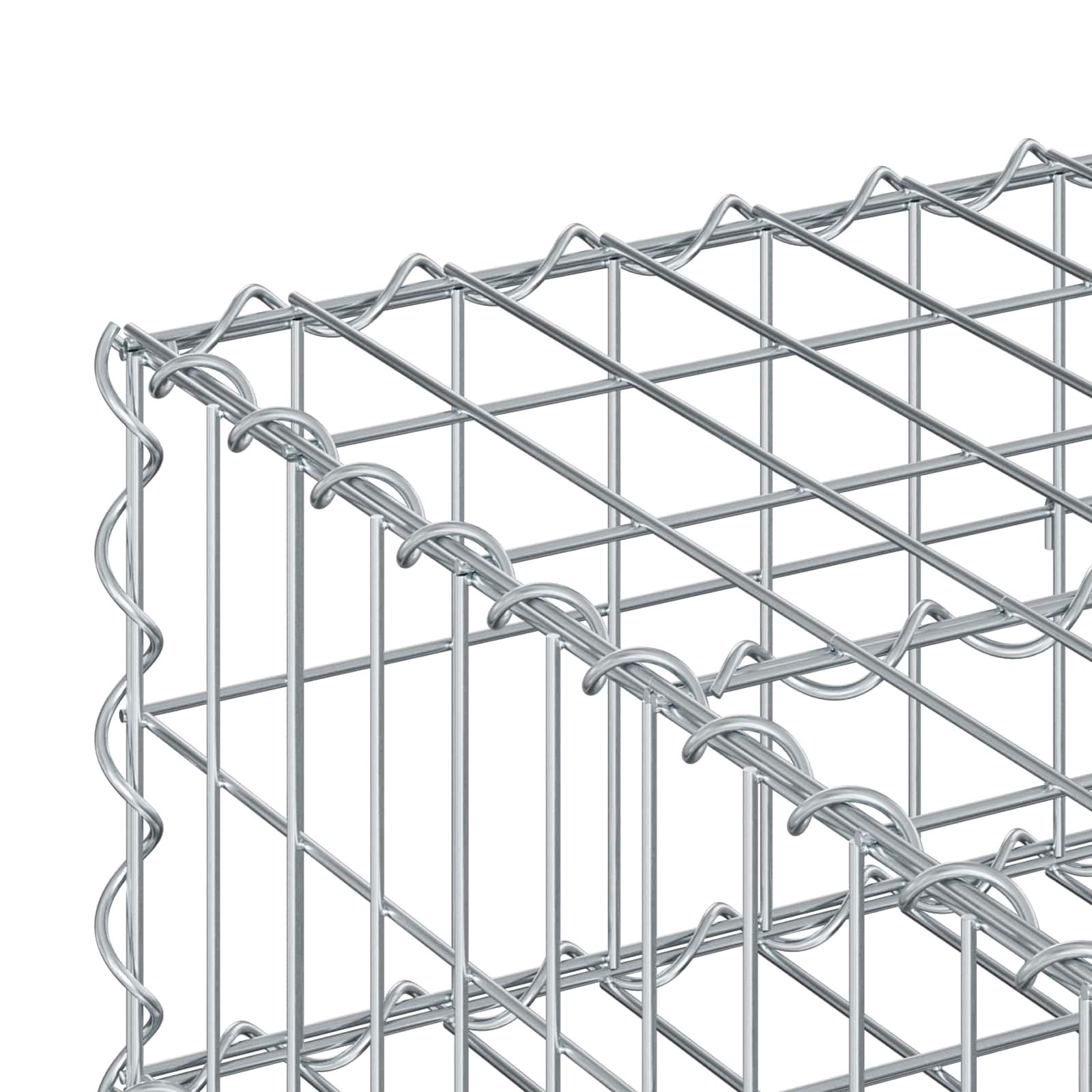 Gabion Verhoogd Bed Zilver 100 x 100 x 20 cm