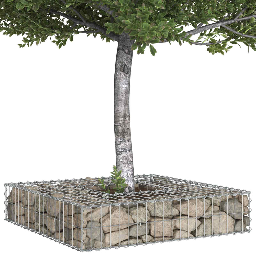 Gabion Verhoogd Bed Zilver 100 x 100 x 20 cm