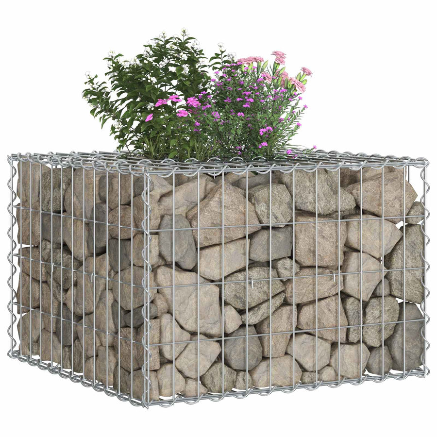 Gabion Verhoogd Bed Zilver 60 x 60 x 40 cm Gegalvaniseerd staal