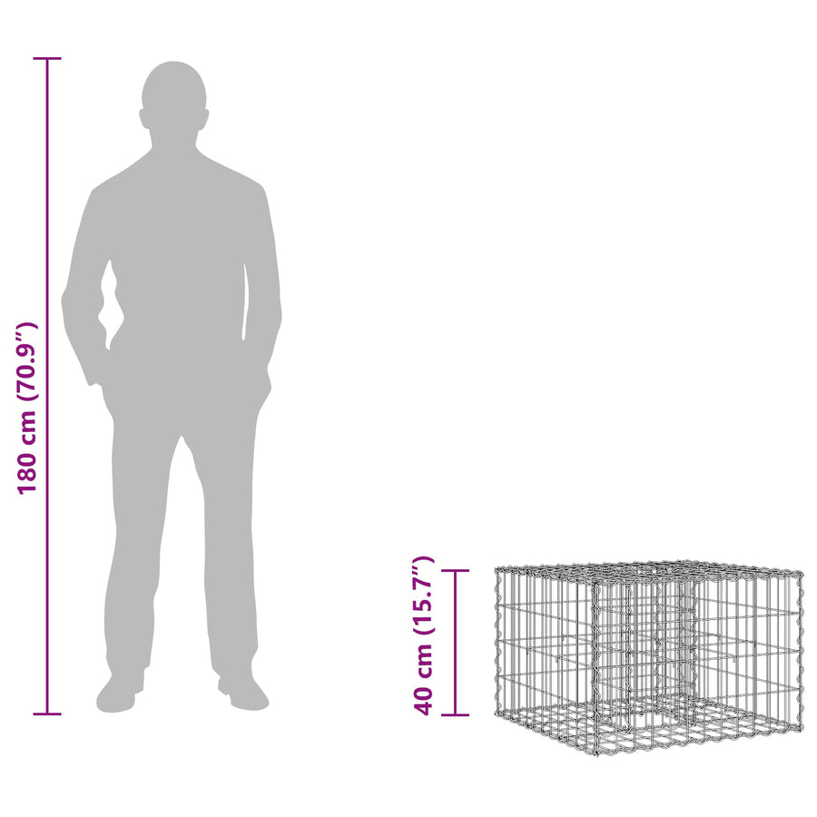 Gabion Verhoogd Bed Zilver 60 x 60 x 40 cm Gegalvaniseerd staal