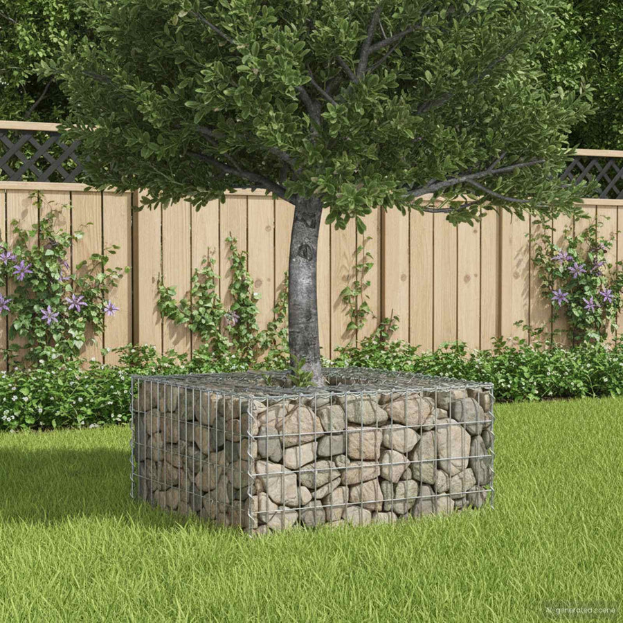 Gabion Verhoogd Bed Zilver 80 x 80 x 40 cm Gegalvaniseerd staal