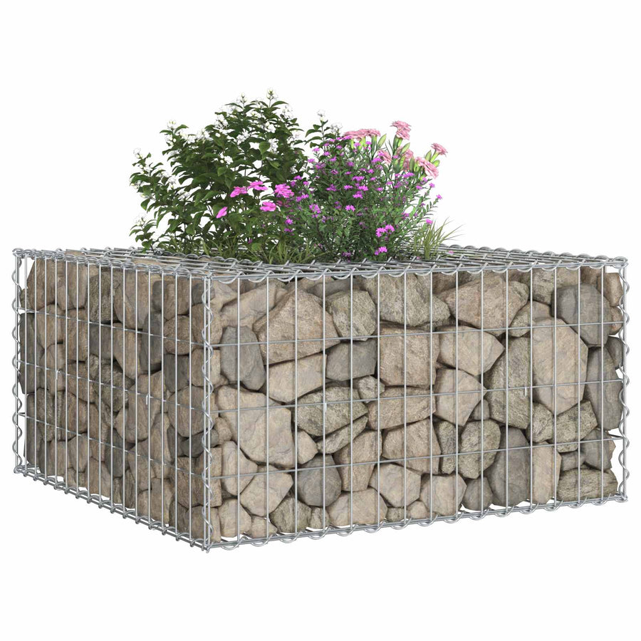 Gabion Verhoogd Bed Zilver 80 x 80 x 40 cm Gegalvaniseerd staal