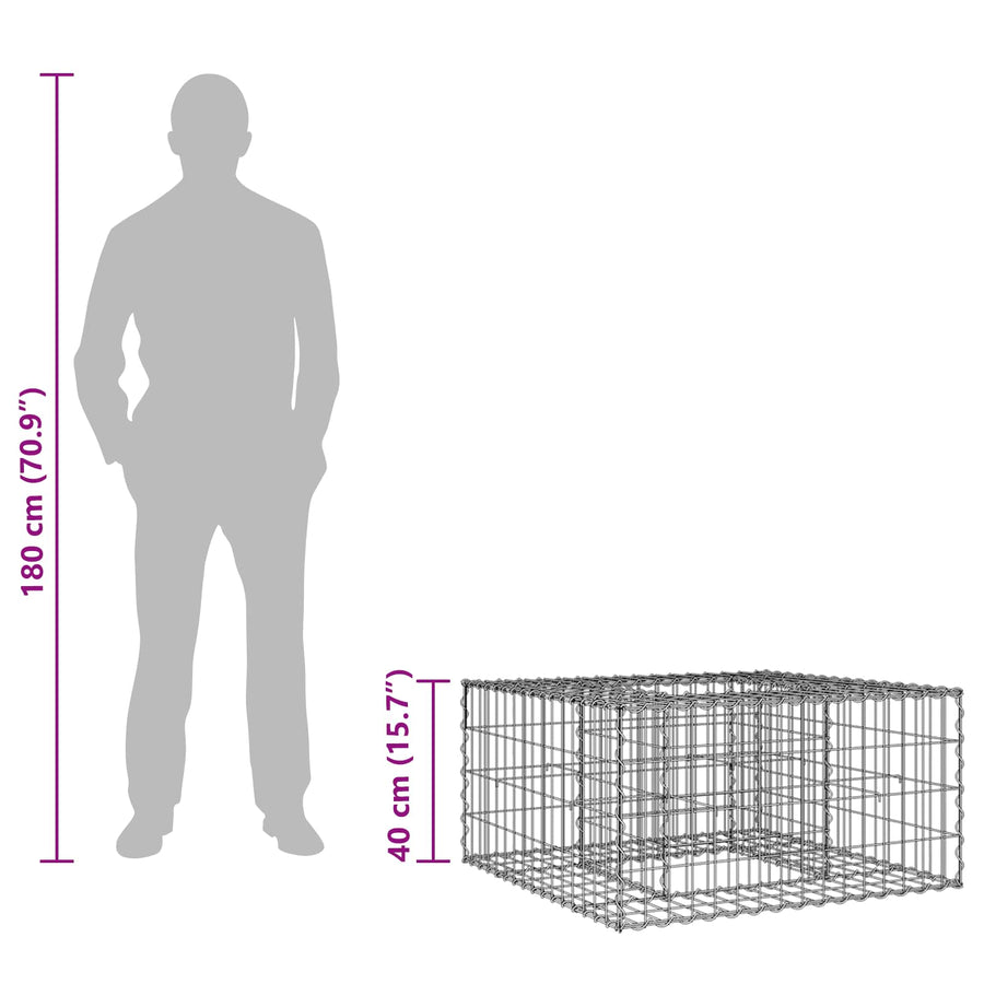 Gabion Verhoogd Bed Zilver 80 x 80 x 40 cm Gegalvaniseerd staal