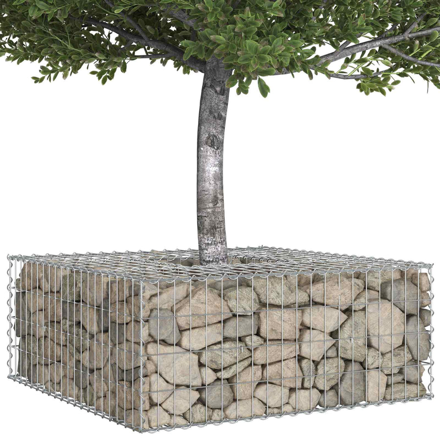 Gabion Verhoogd Bed Zilver 100 x 100 x 40 cm