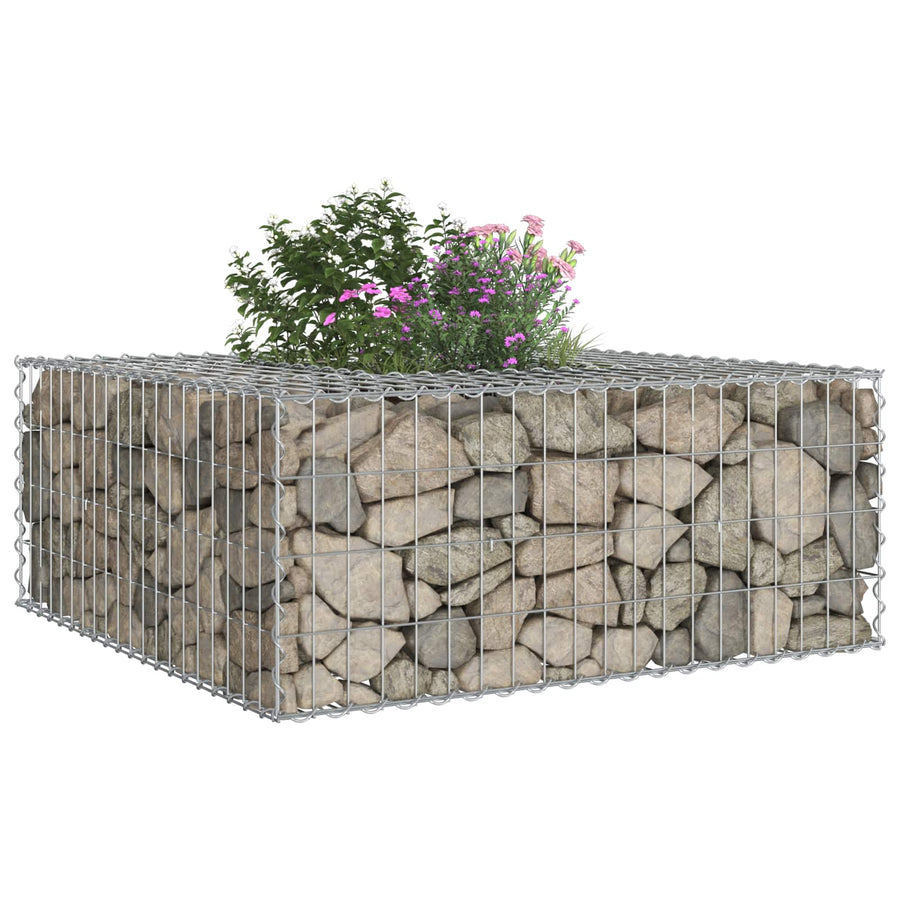 Gabion Verhoogd Bed Zilver 100 x 100 x 40 cm