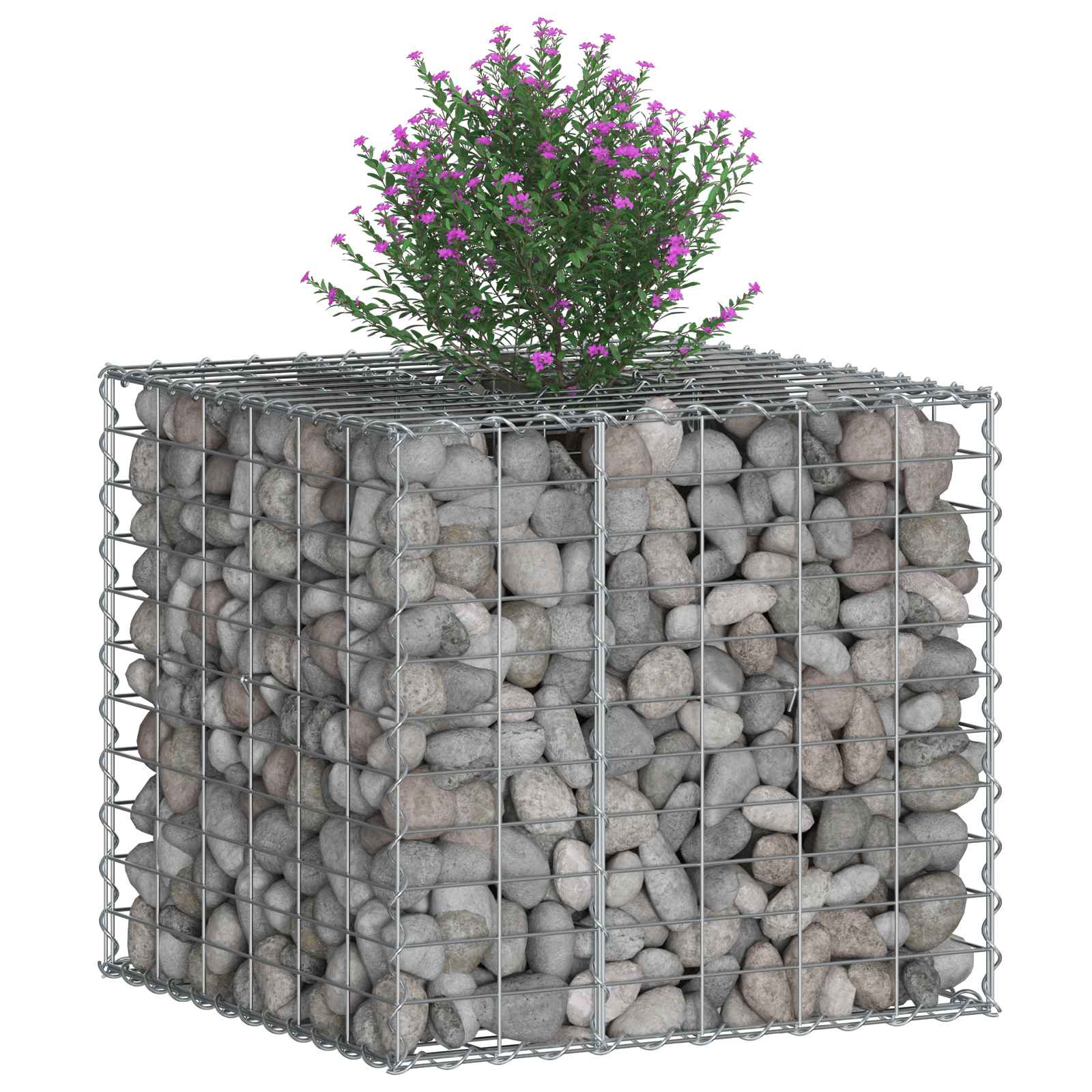 Gabion Verhoogd Bed Zilver 60 x 60 x 55 cm Gegalvaniseerd staal
