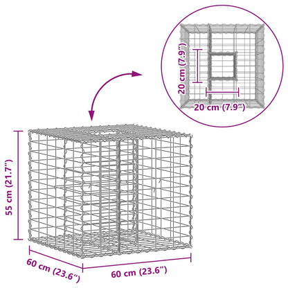 Gabion Verhoogd Bed Zilver 60 x 60 x 55 cm Gegalvaniseerd staal