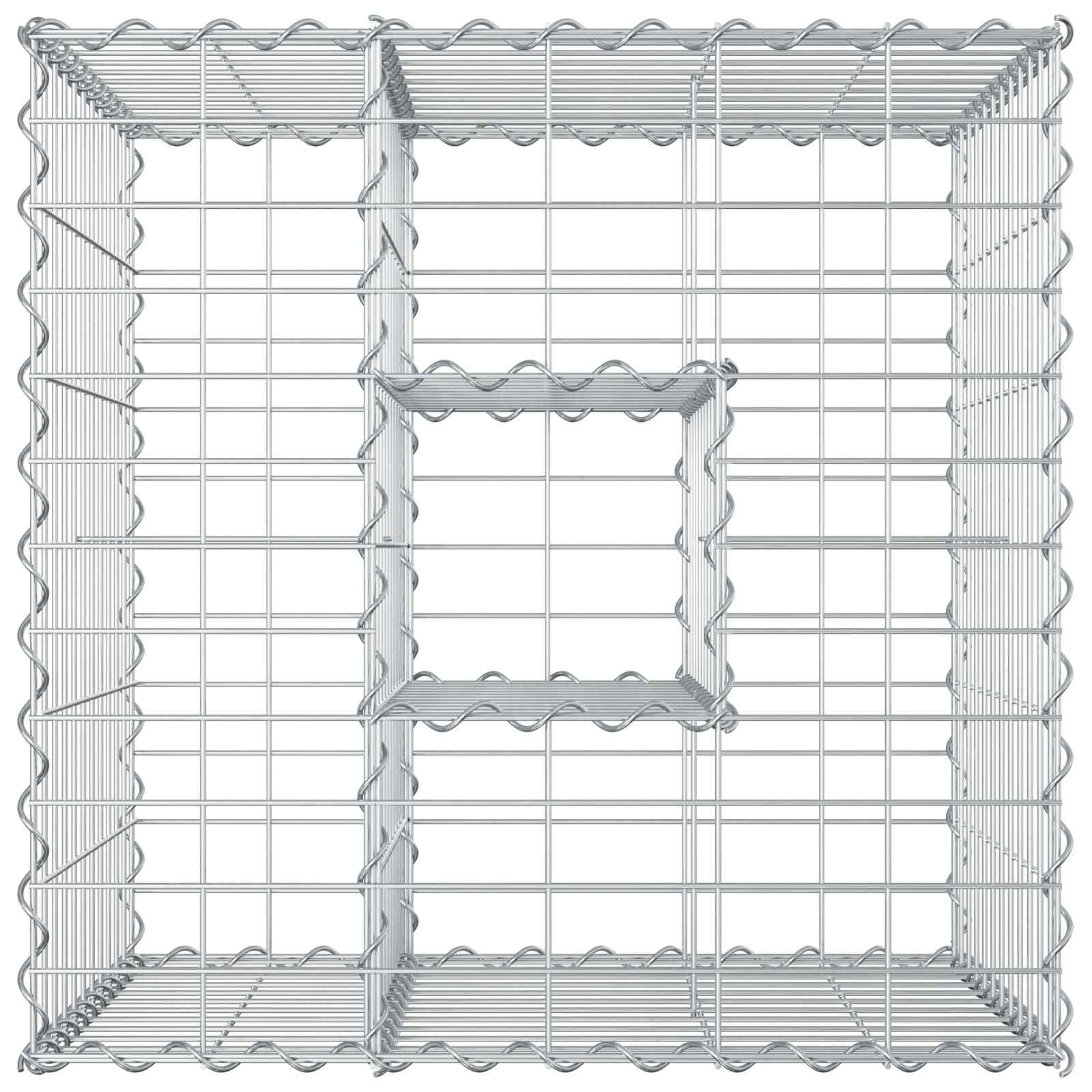 Gabion Verhoogd Bed Zilver 60 x 60 x 55 cm Gegalvaniseerd staal