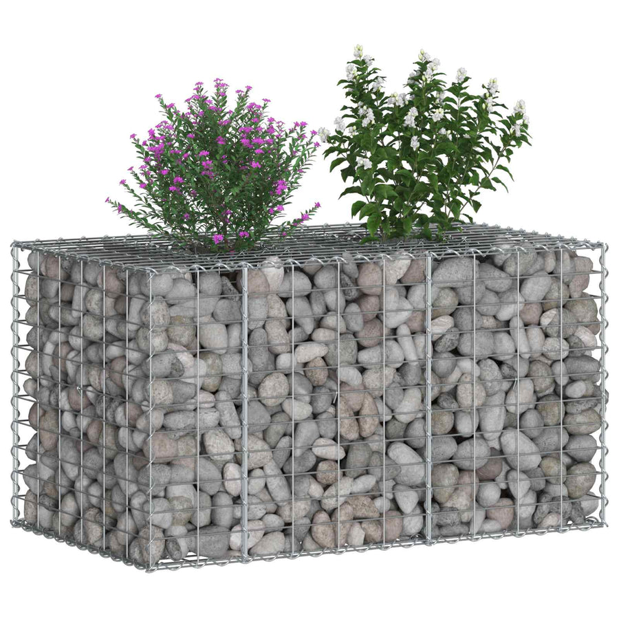 Gabion Verhoogd Bed Zilver 100 x 60 x 55 cm