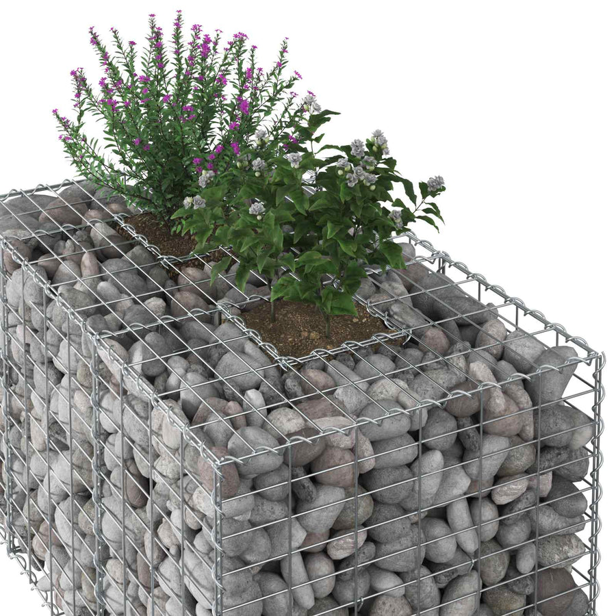 Gabion Verhoogd Bed Zilver 100 x 60 x 55 cm