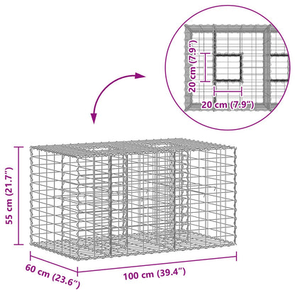 Gabion Verhoogd Bed Zilver 100 x 60 x 55 cm