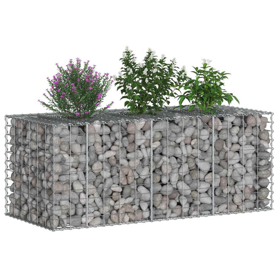Gabion Verhoogd Bed Zilver 140 x 60 x 55 cm