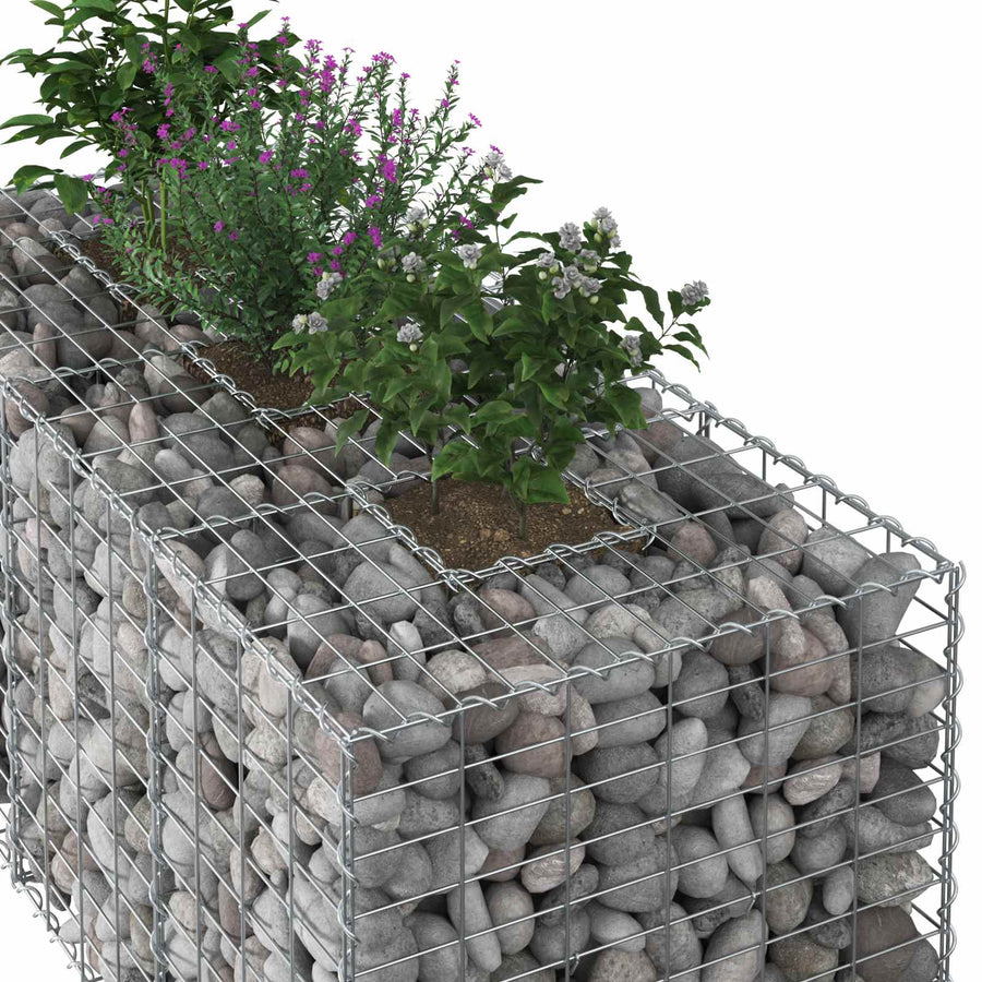 Gabion Verhoogd Bed Zilver 140 x 60 x 55 cm