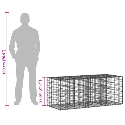 Gabion Verhoogd Bed Zilver 140 x 60 x 55 cm