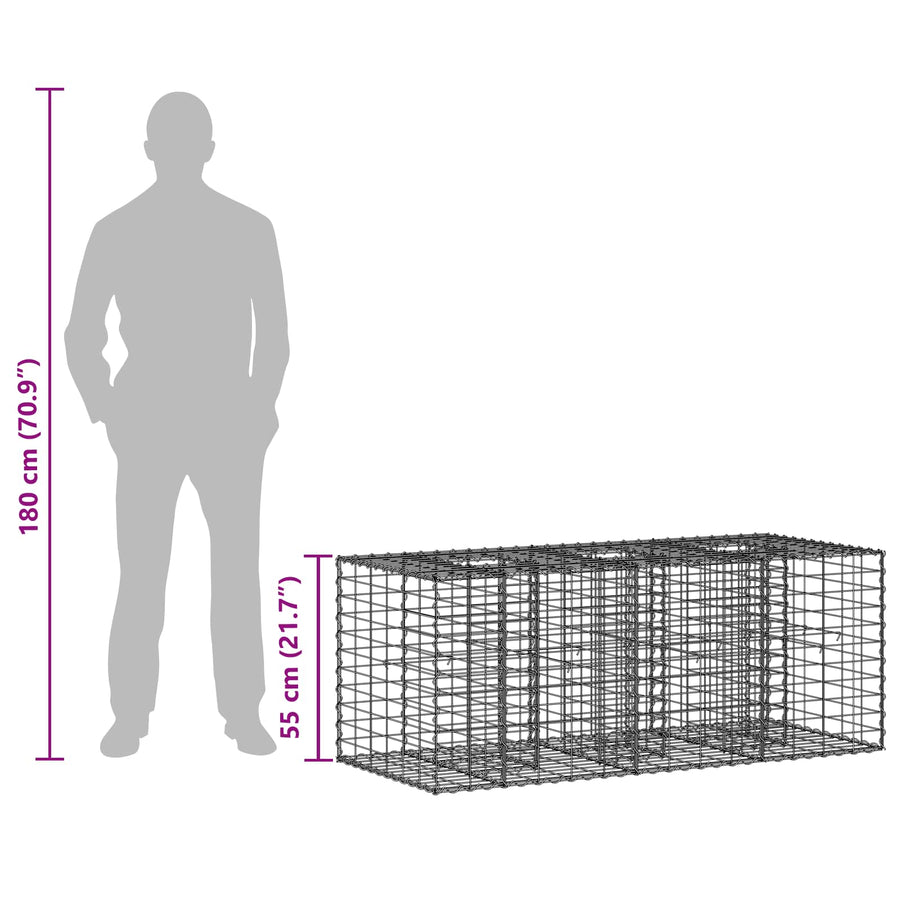 Gabion Verhoogd Bed Zilver 140 x 60 x 55 cm