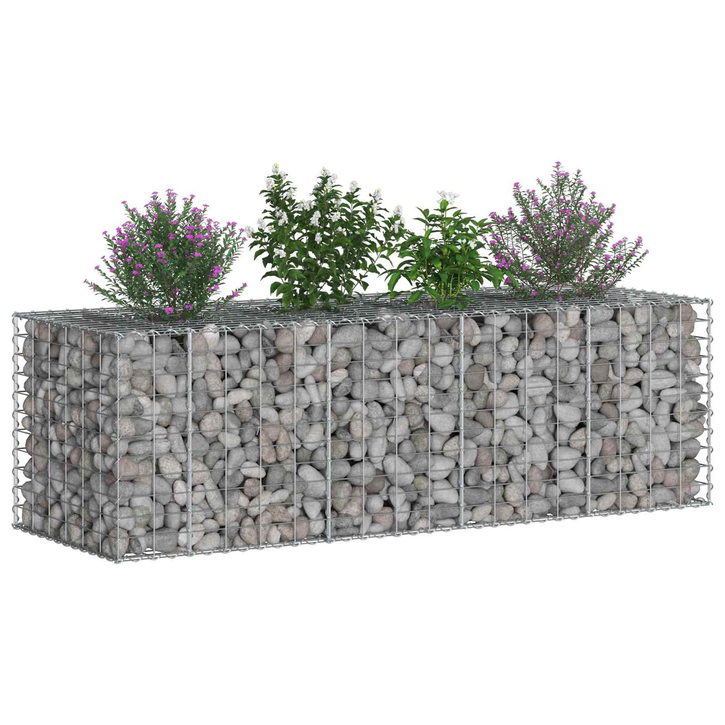 Gabion Verhoogd Bed Zilver 180 x 60 x 55 cm