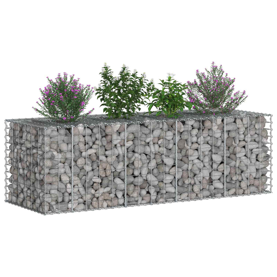 Gabion Verhoogd Bed Zilver 180 x 60 x 55 cm